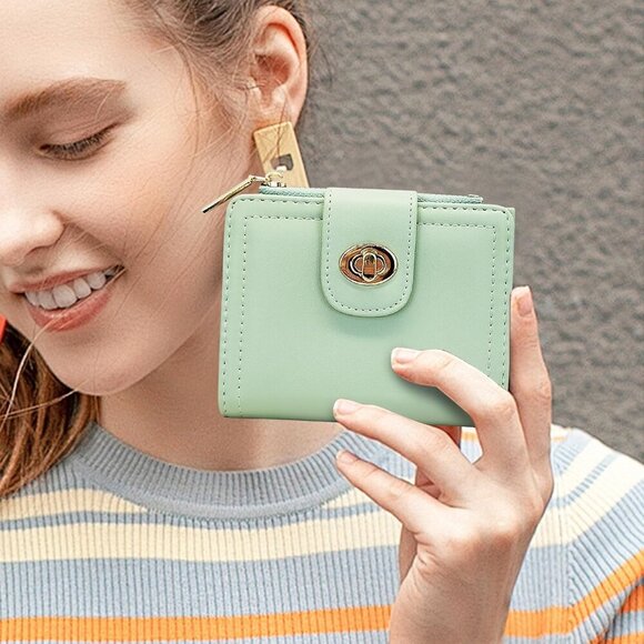 Women Wallet PU Leather Bifold Zipper Coin Pocket Card Holder Compact Stylish - Picture 6 of 7